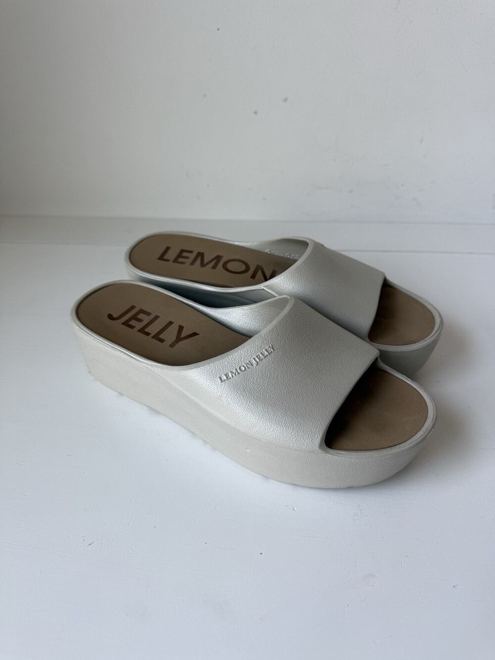 LEMON JELLY Sunny 05 Champagne Platform Slides Sandals Size EU 39 US 8